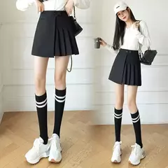 Mini saia plissada linha A de cintura alta feminina, saia curta feminina, moda coreana, fofa, botão, casual, primavera, verão, novo, 2022