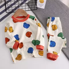 Conjuntos de pijamas de manga comprida para crianças, design bonito, tecido leve e confortável, pijamas, roupas para crianças na internet