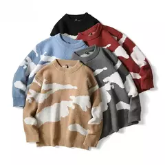 Suéter de malha com padrão de nuvens masculino, suéteres de casal, gola redonda, manga comprida, pulôver Harajuku masculino, casual, fofo, outono, 2023 - comprar online