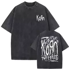 Camisetas com estampa de esqueleto masculinas, banda de rock vintage lavada, Korn caindo longe de mim, camiseta gótica, camiseta masculina extragrande, moda - Wolf Magazine