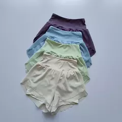 Imagem do 2 em 1 malha shorts esportivos para mulheres, secagem rápida, respirável, cintura alta, corrida, ioga, verão, 2024
