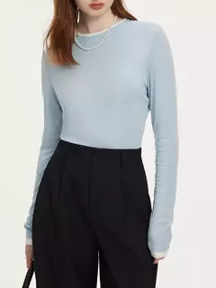 Imagem do FSLE-Camisola de lã de manga comprida feminina, top fino, macio, pulôver fino, senhora do escritório, outono, 24FS13096