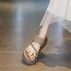 Chinelos antiderrapantes com anel de dedo do pé para mulheres, slides de plataforma, sapatos casuais para senhoras, moda verão, 2024 - loja online