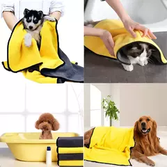 Toalhas de secagem rápida para cães e gatos, toalhas de fibra macia, absorvente, roupão de banho para animais de estimação, toalha de limpeza conveniente, acessórios para cães