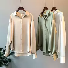 Camisa de botão manga longa feminina, blusa de senhora do escritório, blusa casual doce, estilo coreano, moda verão, outono, inverno - comprar online