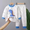 Desenhos animados infantis impresso algodão pijamas conjuntos, unisex, macio, conforto, quente, bonito, adequado, perfeito para meninos, meninas, outono, inverno, calor