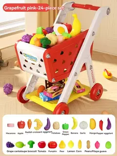 Grande carrinho de compras de supermercado para crianças, carrinho para crianças, brinquedos Push Car, simulação de frutas, comida, presentes de aniversário, novo - comprar online