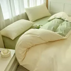Conjunto de cama de tecido com escova de cor sólida, 2 lados, 4 peças, capa de edredom, fronha, lençol, colcha, único, queen, king size na internet