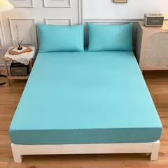 Kuup-Poliéster Equipado lençol e fronhas, monocromático, elástico, em torno da tampa do colchão, cama queen size, 3pcs