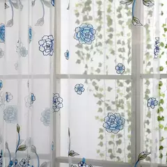Peony Tule Cortinas para Porta e Janela da Cozinha, Jacquard Sheer Voile, Cortinas de Fios, Sala e Quarto, 100x200cm, Y, 1PC - Wolf Magazine