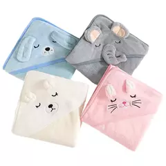 Toalha de banho com capuz animal para bebês, cobertor macio, envoltório Swaddle para dormir quente para meninos e meninas, roupão infantil - comprar online