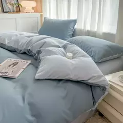 Imagem do Conjunto de cama de tecido com escova de cor sólida, 2 lados, 4 peças, capa de edredom, fronha, lençol, colcha, único, queen, king size
