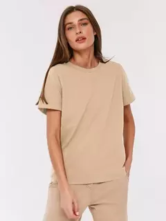 Bornladies-Camiseta solta de manga curta feminina, tops sólidos básicos, camisas de assentamento elegantes, 100% algodão, 230g/?, verão - loja online
