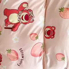 Imagem do Egw-roupa de cama para menino e menina, jogo de cama com desenhos animados, cinza, leão, rosa, urso, fronha, impresso, casa, criança, 3pcs
