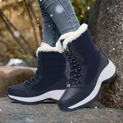 Imagem do Botas de neve de plataforma antiderrapante para mulheres, Ankle Boots de pele quente, Cunhas impermeáveis, Botas altas para coxa, Sapatos de inverno