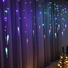 LED Cortina Icicle String Lights, Guirlanda de Natal, Fairy Light, Droop 0.4-0.6m, Natal, Jardim, Rua, Exterior, Iluminação Decorativa