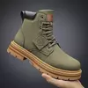 Bota de tornozelo com renda masculina, sapato de motocicleta, cano alto, verde, bota masculina de caminhada, moda inverno, novo, quente