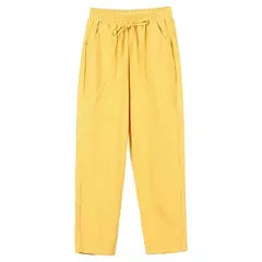 Calça de harém de linho de algodão feminina, elástico na cintura, cores doces, casual, primavera, verão, 2024 - comprar online