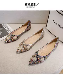 Imagem do Mocassins lisos de strass de dedo apontado, sapatilhas femininas clássicas, sapatilhas femininas, sapatos de barco macio, rebites, novo, outono, 2022