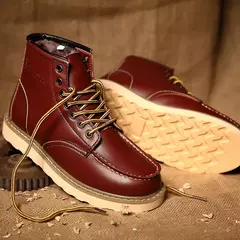 Botas de couro retrô masculina, bota alta de paraquedista, sapato curto de trabalho, estilo britânico, americano, primavera e outono - comprar online