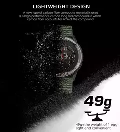 Imagem do NORTH EDGE ALPS Relógio Digital Masculino Impermeável, Relógios De Pulso De Fibra De Carbono, Choque Militar Esportes, Super Leve, Bússola Ao Ar Livre, 50m
