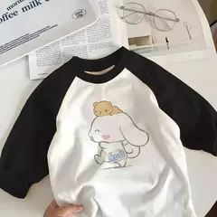 Imagem do T-shirt de manga comprida para menino e menina, top de algodão puro, design cartoon, novo outono e inverno