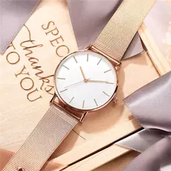 Relógio de pulso de malha de aço inoxidável feminino, feminino Fashion, Casual, Simples, Quartzo, Hora de Metal, Feminino, Preto na internet