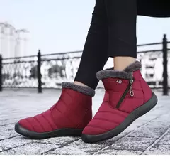 Mulheres Botas Watarproof Ankle Boots Para As Mulheres Sapatos de Inverno Manter Botas de Neve Quente Feminino Zipper Botines Botas Inverno Mujer - loja online
