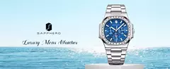Sapphero ouro rosa para homens relógios octagonais 30m relógios à prova dwaterproof água relógio de quartzo masculino negócios moda relógios para homem watche