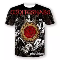 Heavy Metal Rock Whitesnake Band T-shirt para homens e mulheres, impressão 3D, moda hip hop, camiseta de manga curta, camiseta com o pescoço, roupas de verão - loja online