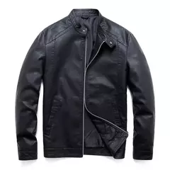Falso PU couro moto jaqueta dos homens, casacos masculinos, outwear, preto, marca - Wolf Magazine