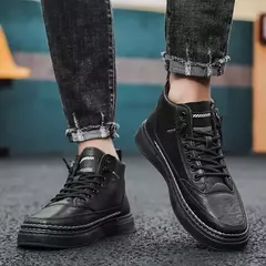 Botas masculinas de inverno sapatos de couro de alta qualidade moda sapatos de algodão moda botas de tornozelo negócios casuais sapatos ao ar livre tênis masculinos novo - loja online