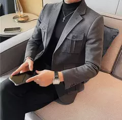 Blazers masculinos de peito único, ternos cinza, casacos grandes, tamanho grande, moda de alta qualidade, novo em 2020 - Wolf Magazine