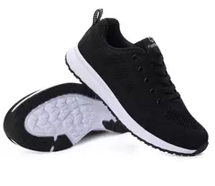 Mulheres tênis casuais moda malha respirável sapatos planos ao ar livre confortável antiderrapante sapatos de caminhada tenis feminino