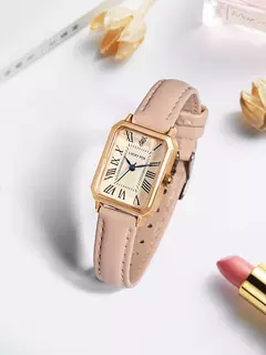 Relógios casuais com mostrador digital para mulheres, pulseira de couro quadrada relógio elegante relógio de pulso de quartzo presente retrô na internet