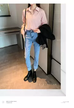 Camisa casual feminina de chiffon, manga comprida, blusa solta sólida, tops para senhora do escritório, moda feminina, S-4XL, primavera e outono