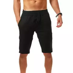 Imagem do Shorts esportivos casuais masculinos, algodão e linho confortáveis, calças de jogging, moda verão