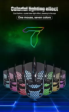 Cabo com fio jogos 7 respiração led luz traseira do mouse óptico usb computador escavado para fora ratos computador portátil desktop 4d pc uso doméstico escritório na internet