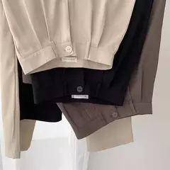 HELIAR-calça feminina de cintura alta, calça reta para senhoras do escritório, botão casual, calça preta solta, nova, outono - comprar online