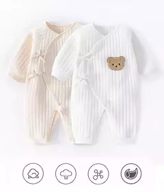 Imagem do Bodysuit de algodão grosso recém-nascido, roupas Onesie, meninos e meninas, 0-6M, roupas de primavera e outono