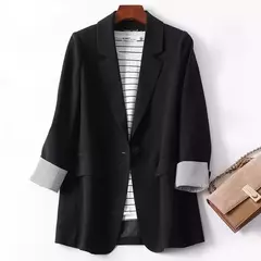 Imagem do Blazer xadrez de manga comprida feminino, casacos casuais para senhoras, ternos de negócios, jaqueta de escritório, nova moda, primavera, 2023