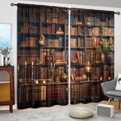 Idade Média Cortina impressa para Home Decor, tratamento janela de bolso, quarto, escritório, cozinha, sala de estar, haste, 2pcs - comprar online