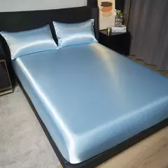Elegante cetim equipado lençol, folha equipada, luxuoso Universal King e Queen Size, 35cm de altura, adiciona opção para sua decoração do quarto - comprar online