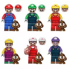 Anime super mario bros blocos luigi dos desenhos animados pequenas partículas figuras de brinquedo ação montagem brinquedos bonecas crianças presentes aniversário