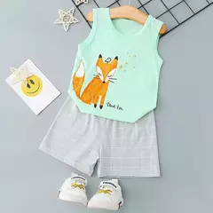 Conjuntos de pijamas infantis, pijamas de dinossauro, pijamas infantis, colete para meninos e meninas, terno de criança de 1 a 10 anos, verão - Wolf Magazine