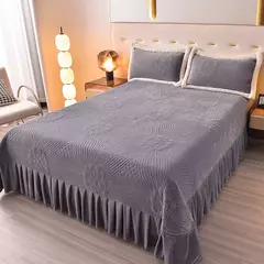 Colcha de casal luxuosa cama de verão 150 nova cor sólida reversível colcha e fronha leite velo coreano capa de cama algodão - comprar online
