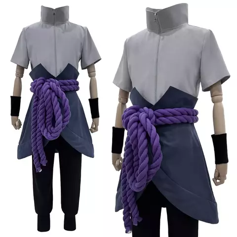 HOLOUN Anime Uchiha Sasuke Cosplay Top Calças Cinto Cos Presente de Convenção Versão Adulto Unissex