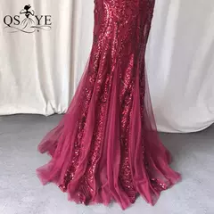 Vestidos de lantejoulas de um ombro, vestido longo do baile da sereia, elegante