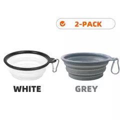 2 pçs dobrável pet silicone cão comida tigela de água acampamento ao ar livre viagem portátil dobrável suprimentos pratos com mosquetão na internet