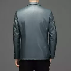 Outono novo casaco de couro masculino terno lapela negócios casual jaqueta de couro masculino - comprar online